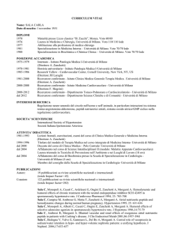 CURRICULUM VITAE Nome: SALA CARLA Data di nascita: 1