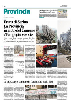 Frana di Serina La Provincia in aiuto del Comune