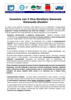 Incontro con il Vice Direttore Generale Emanuele Giustini