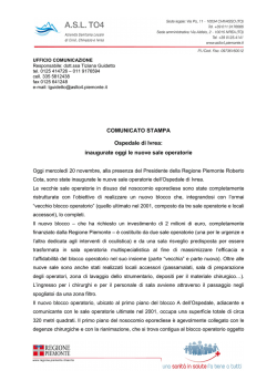 Inaugurate nuove sale operatorie Ospedale di Ivrea