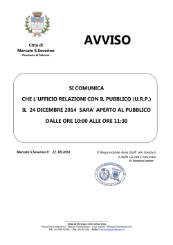 AVVISO URP 24 DICEMBRE 2014 - Comune di Mercato San Severino