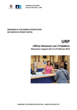 Indagine di Customer satisfaction sui servizi di sportello URP
