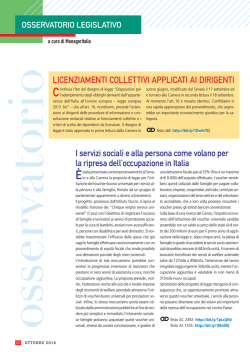 I servizi sociali e alla persona come volano per la