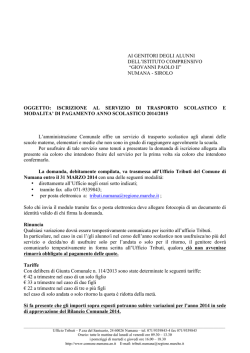 Iscrizione al servizio di trasporto scolastico anno 2014/2015