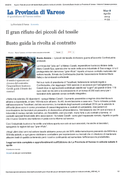 Intervista a Cavelli su La Provincia di Varese