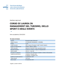 corso di laurea in management del turismo, dello sport e degli eventi