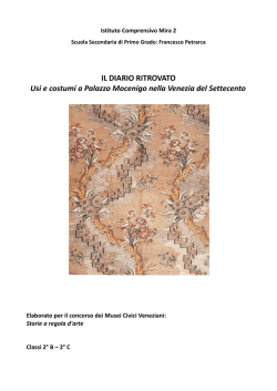 IL DIARIO RITROVATO Usi e costumi a Palazzo Mocenigo nella