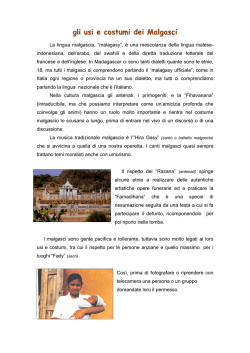 gli usi e costumi dei Malgasci - insieme nel cammino della solidariet&agrave;