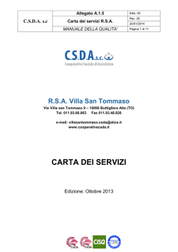 CARTA DEI SERVIZI - CSDA, Cooperativa