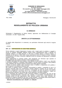 estratto del regolamento di polizia urbana