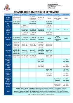ORARIO ALLENAMENTI 8-14 SETTEMBRE