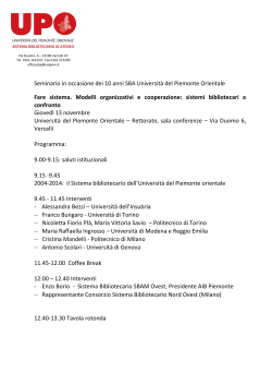 Seminario in occasione dei 10 anni SBA Università del Piemonte