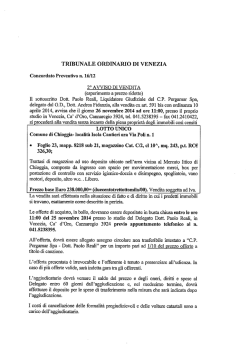 Il sottoscritto Dott. Paolo Reali, Liquidatore Giudiziale dei CP Pergama