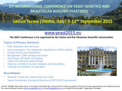 Levico Terme (Trento, Italy) 6-12th September 2015 www.yeast2015