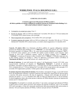 Comunicato di Whirlpool Italia Holdings S.r.l. relativo all
