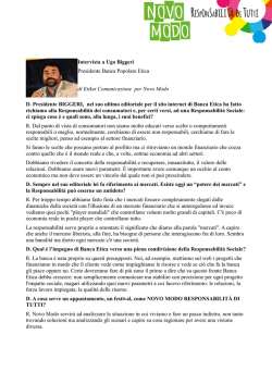 Intervista a Ugo Biggeri Presidente Banca Popolare Etica di Etiket