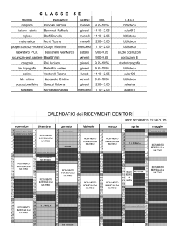 C  L  A  S  S  E     5 E CALENDARIO dei RICEVIMENTI GENITORI