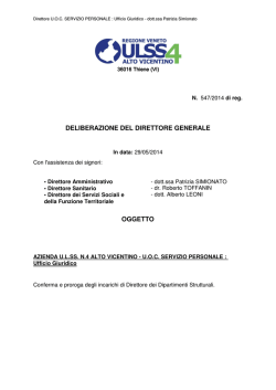 Direttore U.O.C. SERVIZIO PERSO - Azienda Ulss 4 Alto Vicentino