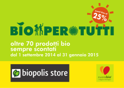 prodotti biologici per tutti in offerta fino al 31 gennaio