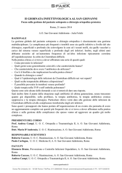 II GIORNATA INFETTIVOLOGICA AL SAN GIOVANNI