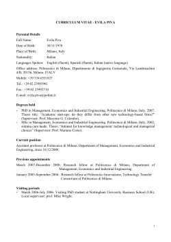 Evila Piva - English CV - Dipartimento di Ingegneria Gestionale