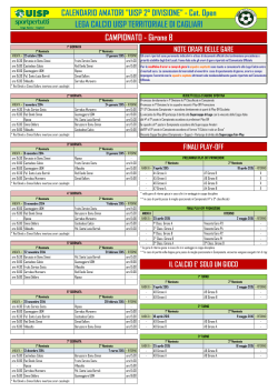 Pubblicazione Calendario Ufficiale di 2° Divisione Open