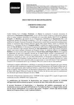 DOCUMENTO DI REGISTRAZIONE CREDITO EMILIANO