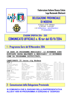 COMUNICATO UFFICIALE n. 16 ter del 10/11/2014