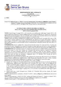 Decreto Sindacale - Comune di Serra San Bruno