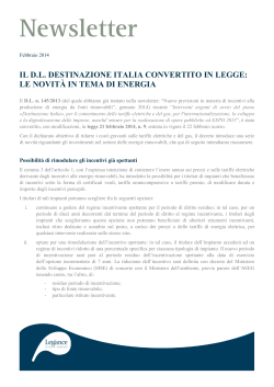 IL D.L. DESTINAZIONE ITALIA CONVERTITO IN LEGGE