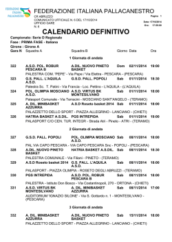 CALENDARIO DEFINITIVO - Federazione Italiana Pallacanestro