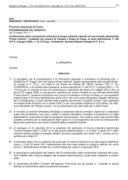 Provincia Autonoma di Trento Conferimento della concessione