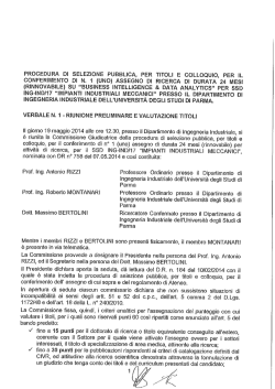 criteri di valutazione/elenco ammessi/calendario prova