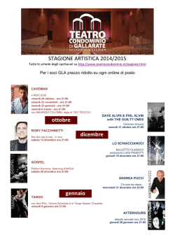 STAGIONE ARTISTICA 2014/2015 ottobre dicembre gennaio