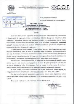 Dipartimento Ingegneria Civile e Architettura Dipartimento di