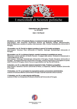 il calendario degli appuntamenti del primo semestre