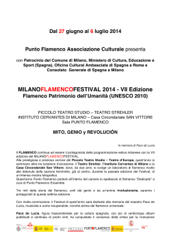 COMUNICATO stampa MilanoFlamencoFestival 2014
