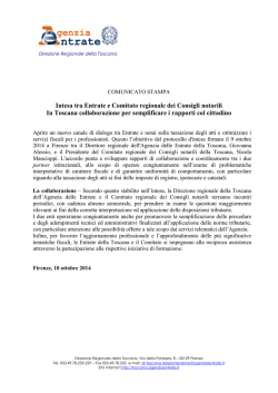 Intesa tra Entrate e Comitato regionale dei Consigli notarili In
