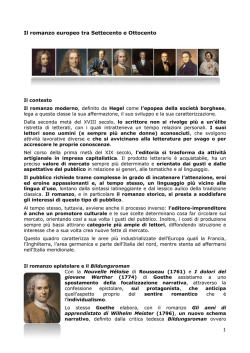 Il romanzo europeo tra Settecento e Ottocento