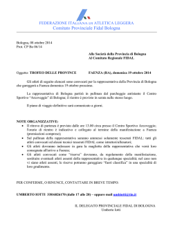 Il comunicato della Fidal