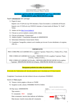 Istruzioni procedura on-line - Conservatorio Giuseppe Verdi