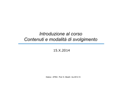 Introduzione al corso Contenuti e modalit&agrave; di svolgimento