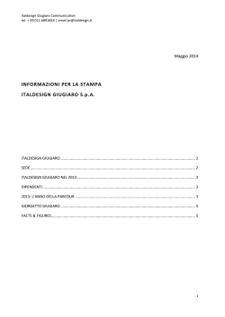 INFORMAZIONI PER LA STAMPA ITALDESIGN GIUGIARO S.p.A.