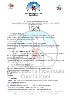 I&deg; Concorso di cucina a squadre per il sud in seno alla