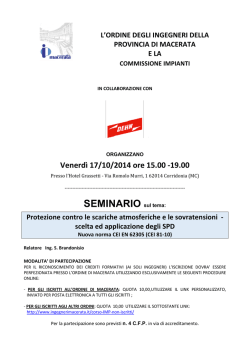 SEMINARIO sul tema: - Ordine degli Ingegneri della Provincia di