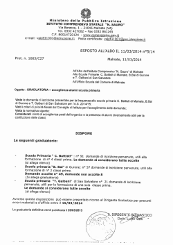 graduatoria provvisoria iscrizioni a.s. 2014/15 Scuola primaria