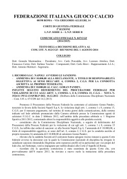Leggi il comunicato in pdf - Federazione Italiana Giuoco Calcio