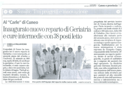 Inaugurato il Nuovo reparto Geriatria al Carle di Cuneo