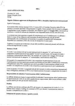 FIFA ALLE AFFILIATE FIFA Circolare Nr. 1416 Zurigo, 28
