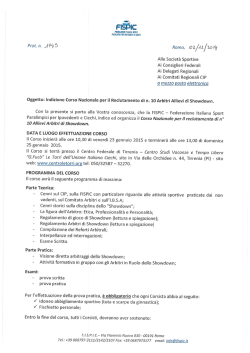 Indizione corso nazionale slowdown